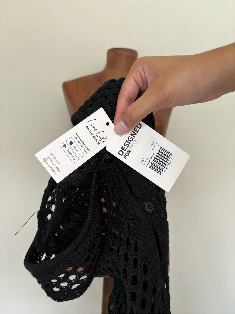 Cupshe x Jojo Fletcher Black Crochet Maxi Dress Cover-Up NWT